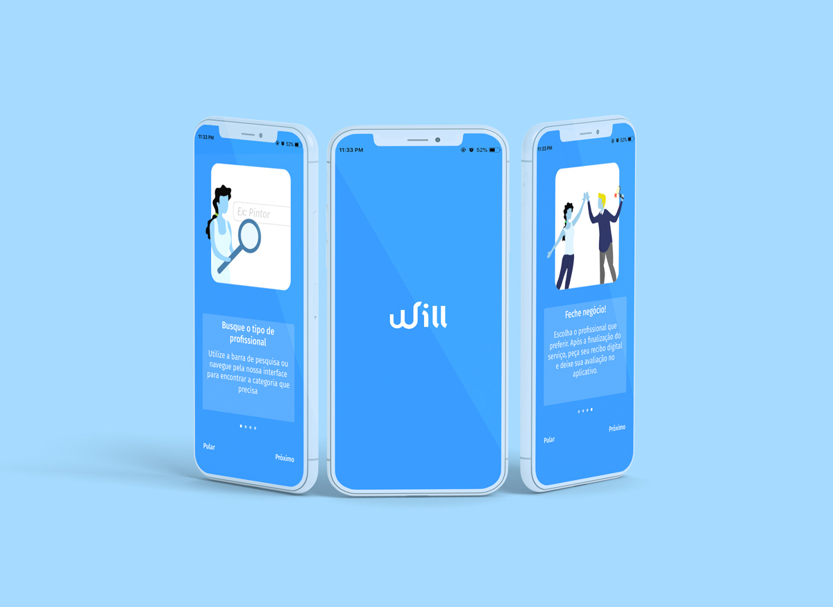 ChamaWill App - Projeto de Design Gráfico e UX para Gabriel Mendes